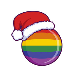 Lgbtq Rainbow Christmas Ball With Santa Hat Icon