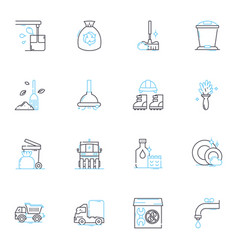 Spring Cleaning Linear Icons Set Decluttering