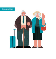 Elderly Couple Traveling Alone And With Luggage