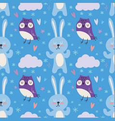 Forest Seamless Pattern With Cute Animals - Owl