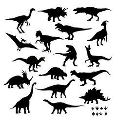 Set Of Silhouettes Of Dinosaurs