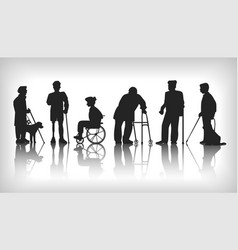 Disabled Person Silhouette Blind People With