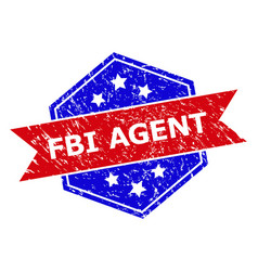 Hexagon Bicolor Fbi Agent Rubber Stamp