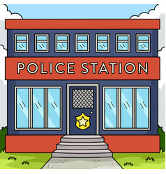 Police Station Colored Cartoon