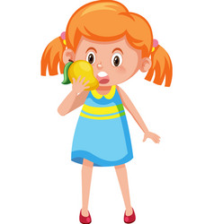 Cartoon Girl Holding A Mango