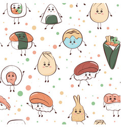 Kawaii Asian Food Seamless Pattern Funny Print