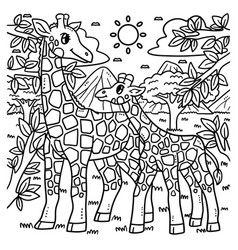 Mother Giraffe And Baby Coloring Page