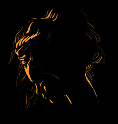 Woman Face Silhouette In Backlight Low Key