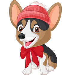 Cartoon Little Dog Wearing Hat And Bow