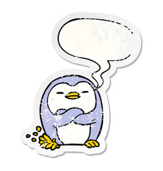 Cartoon Penguin Tapping Foot And Speech Bubble