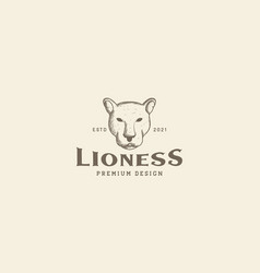 Engrave Animal Head Lioness Logo Symbol Icon