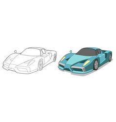 Super Car Cartoon Easily Coloring Page For Kids