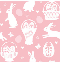 Easter Bunny Eggs Pink Seamless Pattern Basket