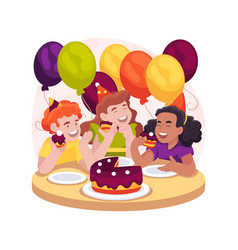 Eating Birthday Cake Isolated Cartoon