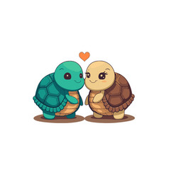 Happy Turtle Couple In Love Animal Valentine Day