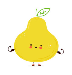 Cute Funny Pear Fruit Show Muscle Hand