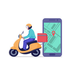 Cartoon pizza delivery man riding a scooter Vector Image