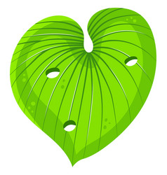 Green Leaf Shaped Like A Heart With Water Droplets