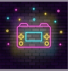 Retro Arcade Game Console Neon On Wall Dark