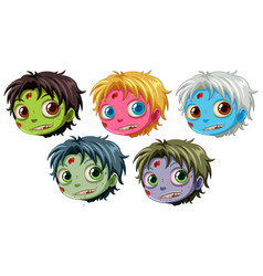 Diverse Male Teen Zombie Cartoon Faces