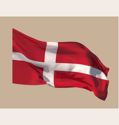 Flag Of Denmark Is Fluttering In The Wind Vec