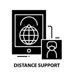 Distance Support Icon Black Sign