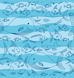 Seamless Pattern With Fish Shark And Whale