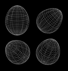 Wireframe Egg Shape Set In Different Positions