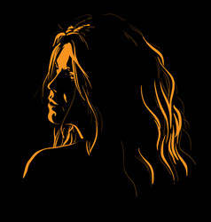 Woman Face Silhouette In Backlight Low Key