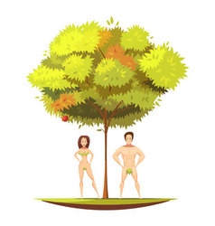 Adam Eve Under Apple Tree Cartoon