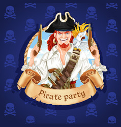 Cute Pirate With Parrot Banner For Party