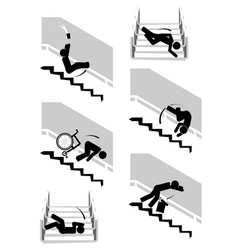 Pictograph Set Falling Down Stairs