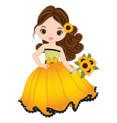 Beautiful Girl Holding Bouquet Of Sunflowers