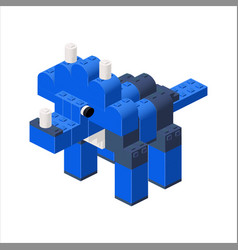 Blue Triceratops In Isometry