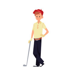 Kid Golfer For Golf Club And Gaming Flat Cartoon