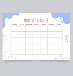 Monthly Planner Worksheet Design Template