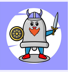 Bell Viking Pirate Cartoon Holding Sword Shield