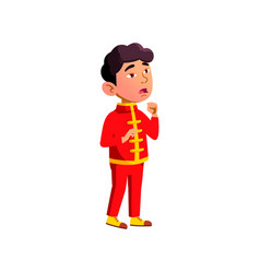 Chinese Little Boy Singing On Scene Cartoon