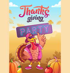 Poster For Thanksgiving Party With Cool Turkey