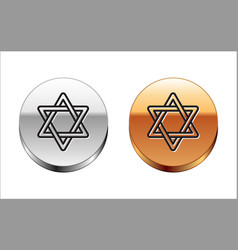 Black Line Star Of David Icon Isolated On White