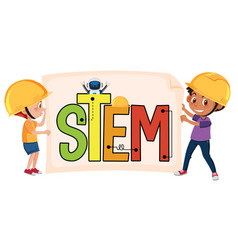 Stem Logo With Kids Wearing Engineer Costume