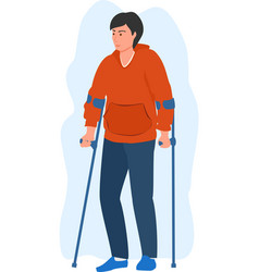 Man Is Sick And Using Crutches Cartoon Male