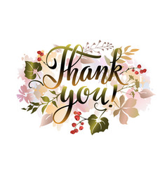 Thank You Lettering Phrase With Autumn Leaves