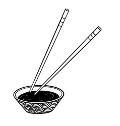 Chopsticks With Bowl Of Soy Sauce