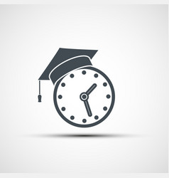 Clock With Graduation Cap On Top Icon