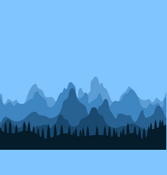 Landscape Silhouette Of Forest And Mountains