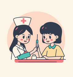 Nurse And Patient With Syringe In Cartoon Style