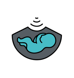 Pregnancy Ultrasound Doodle Icon Color