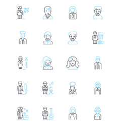 Racial Background Linear Icons Set Diversity