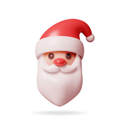 3d Santa Claus Head With Beard And Red Hat